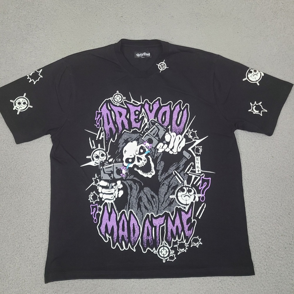 Very Cool‎ Are You Mad At Me Reaper Graphic T-Shirt Mens Medium Black Purple